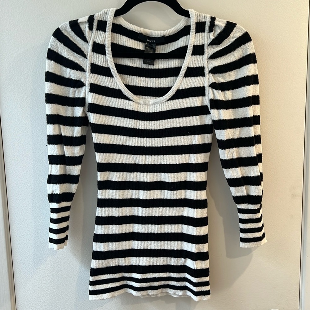 Smythe Stripped Scoop Neck Sweater - Medium